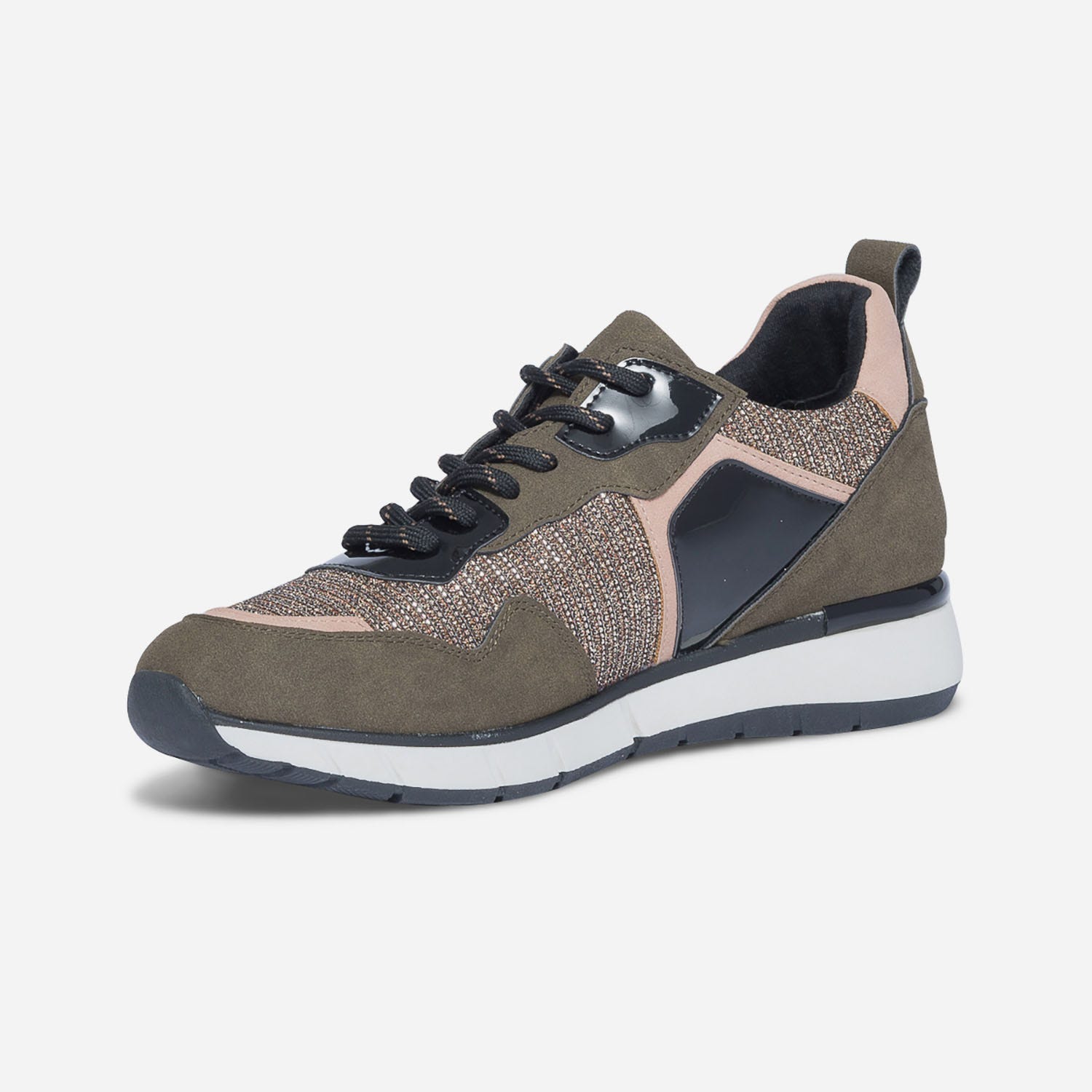 Sneakers TEXTO kaki, beige, noir et cuivré
