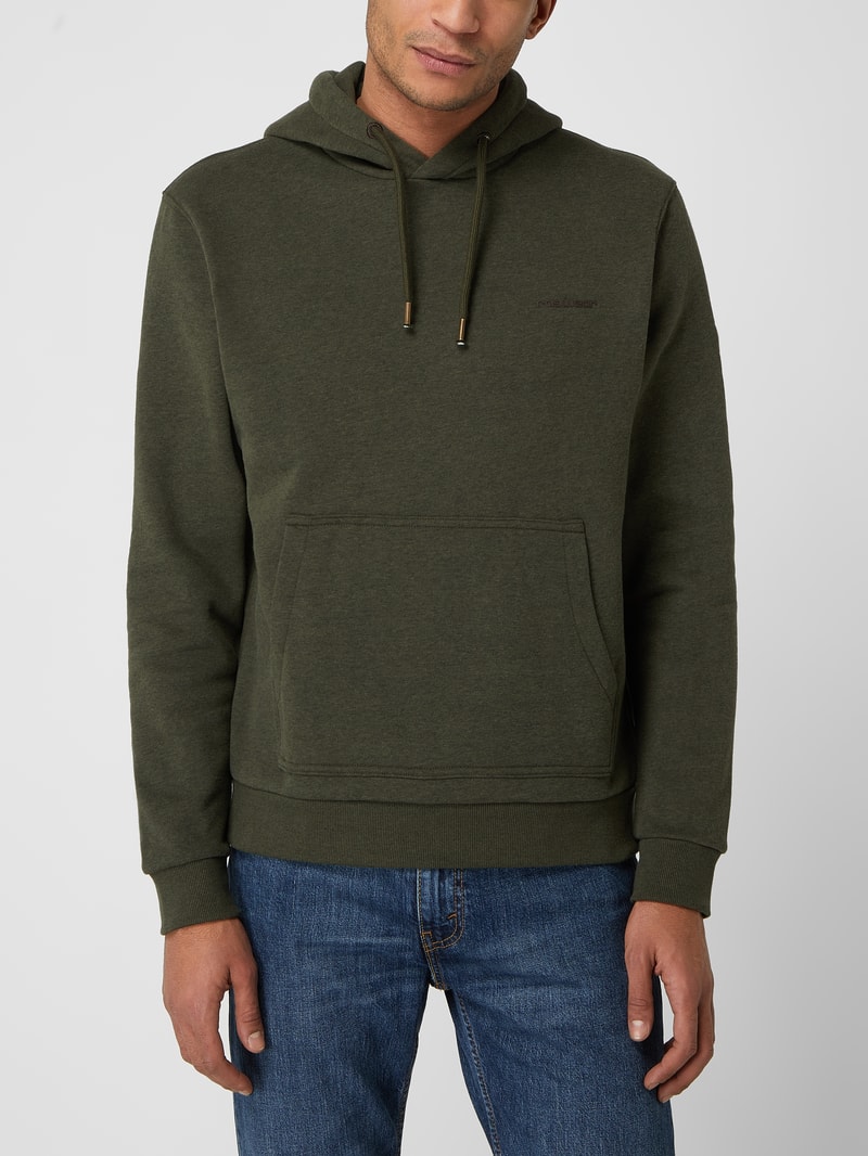 Hoodie mit Logo-Details Modell 'Kresy' in olivgrün meliert