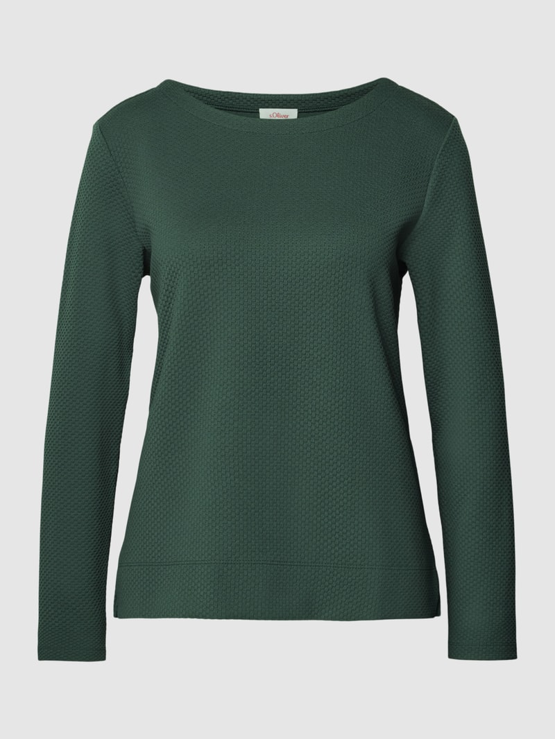 Sweatshirt mit Viskose-Anteil und fein strukturiertem Design in dunkelgrün