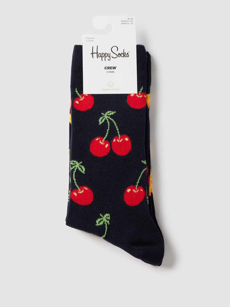 Socken mit Allover-Muster Modell 'Cherry' in marineblau
