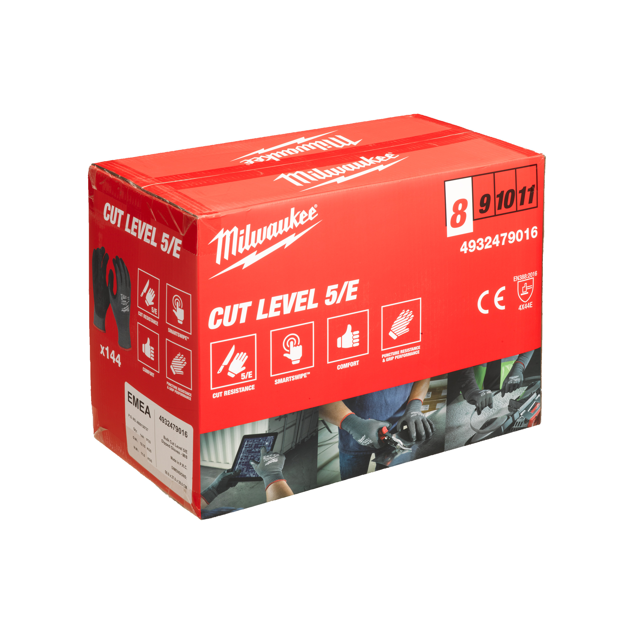 Milwaukee Tilbehør 4932479016 Bulk Cut E Handsker - 8/M Pr. 144 par