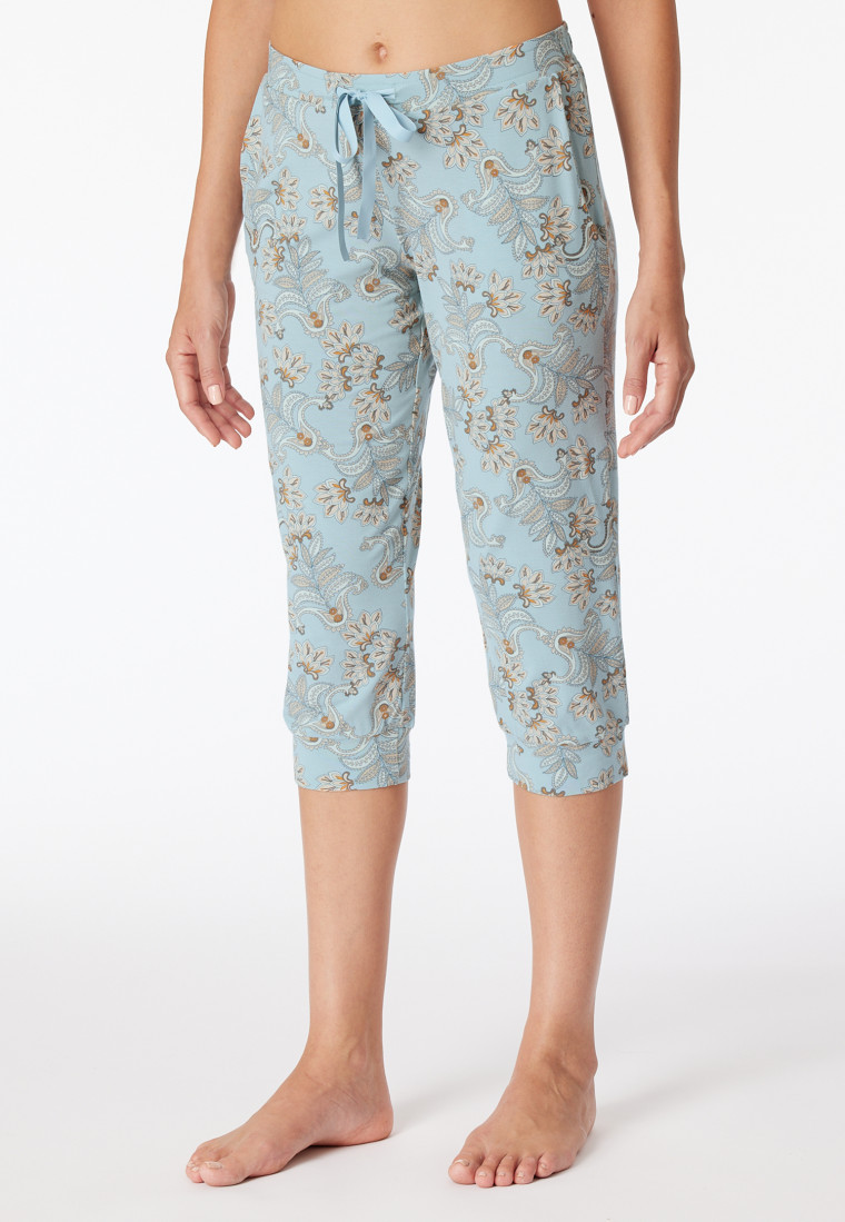 Loungehose 3/4-lang Modal Paisley bluebird - Mix+Relax