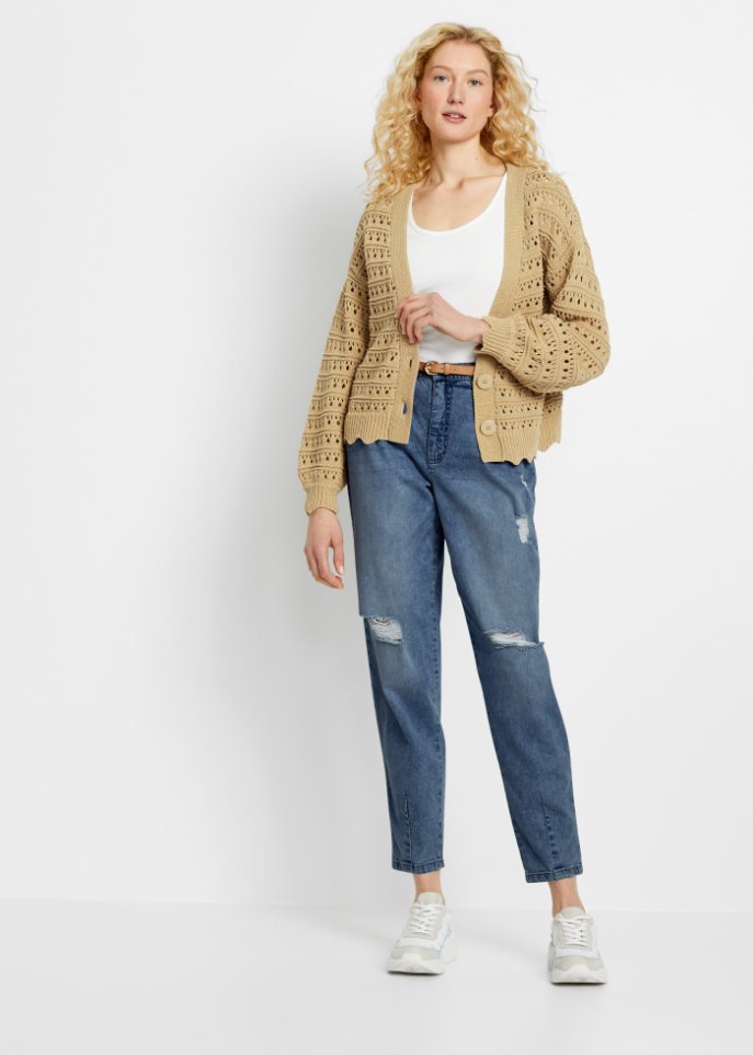 Cardigan mit Lochmuster