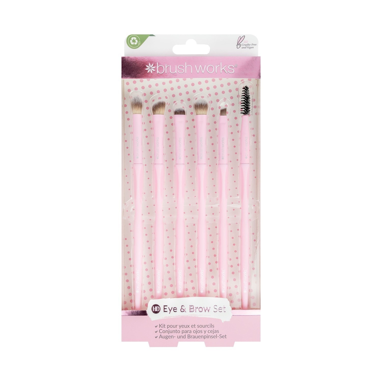 Zestaw do makijażu oczu i brwi Brushworks Essential Eye and Brow Makeup Set HD Pink
