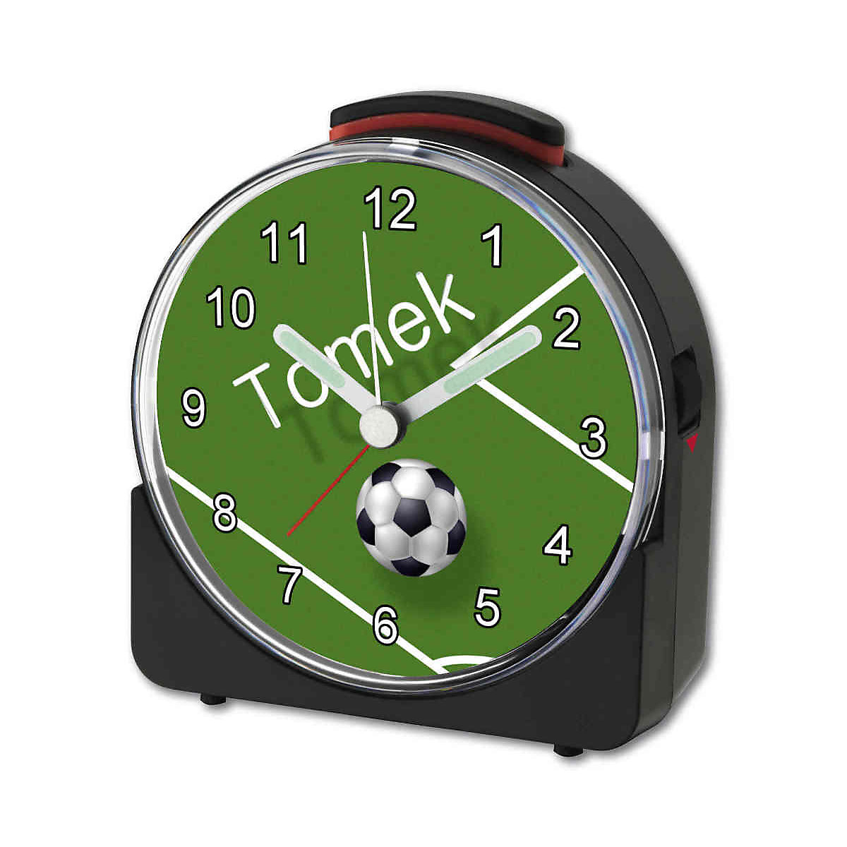 Kinder Funkwecker weiß personalisiert mit Namen Fußball