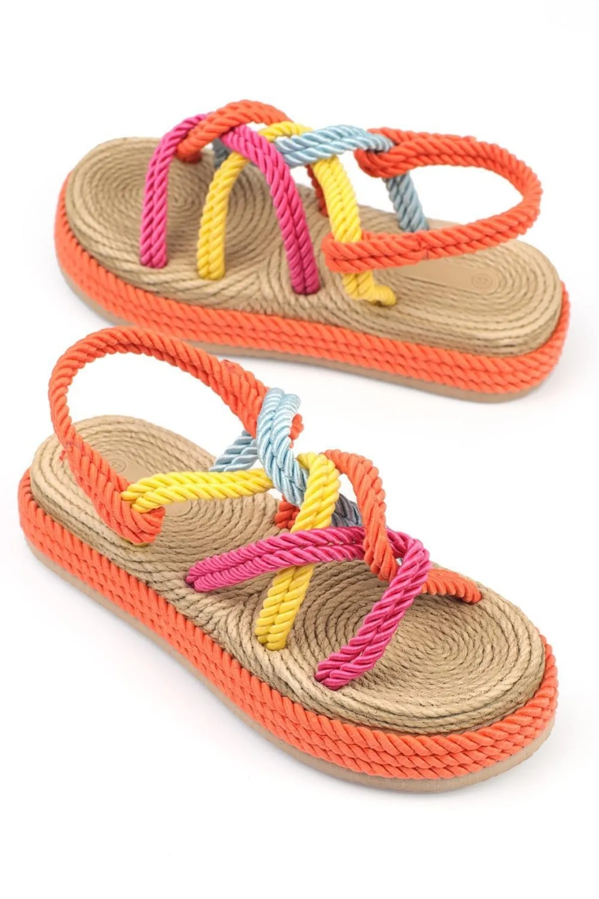 Capone Outfitters  Capone Wedge Heel String Multi Orange Damen-Sandalen