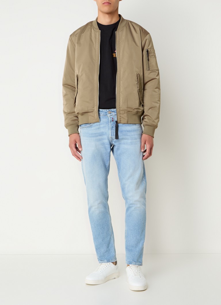 Replay satin bomber jacket with side pockets