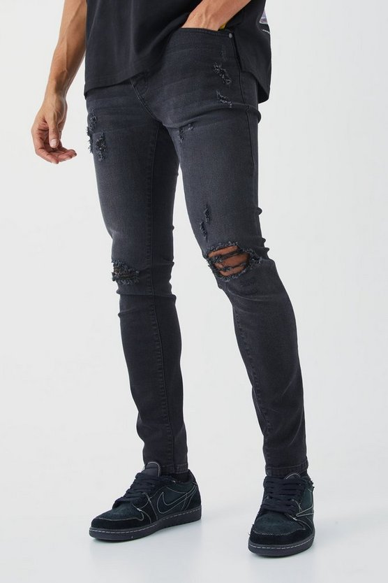 Skinny Stretch Jeans mit Riss am Knie
