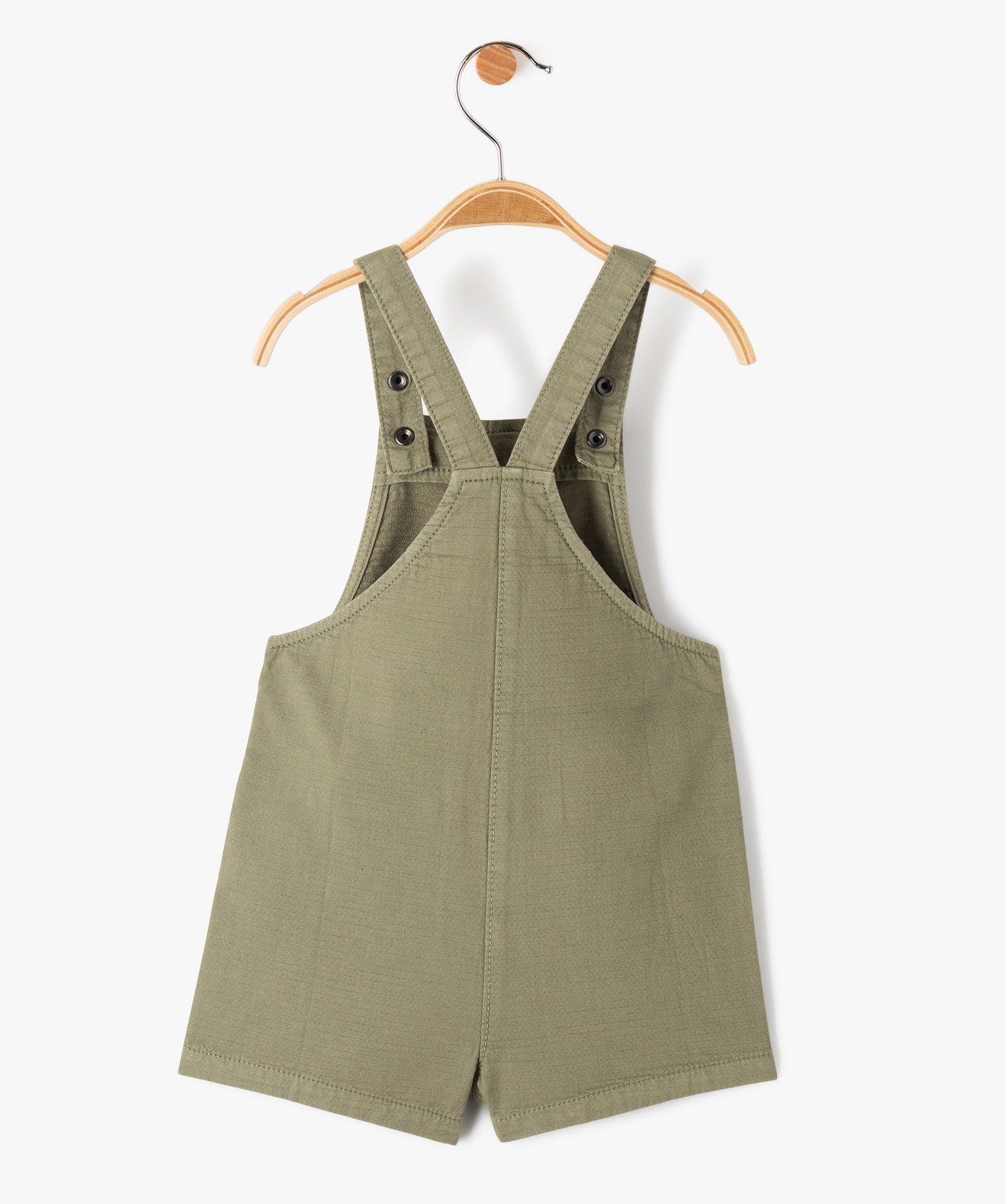 Salopette bébé fille courte en coton gaufré kaki | GEMO
