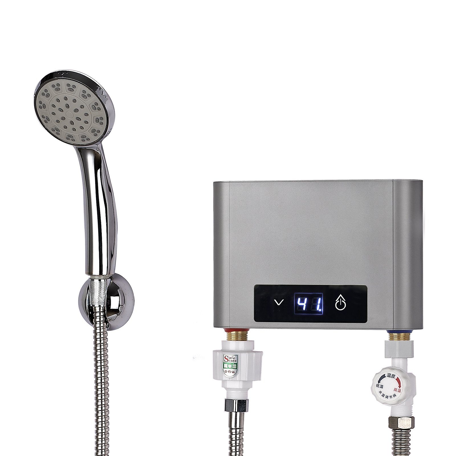 TWSOUL Klein-Durchlauferhitzer Intelligenter thermostatischer Inverter-Durchlauferhitzer5500W, 30,00 °C, max 52,00 °C, 360° lochfreie Installation, Nichrome-Drahtheizung