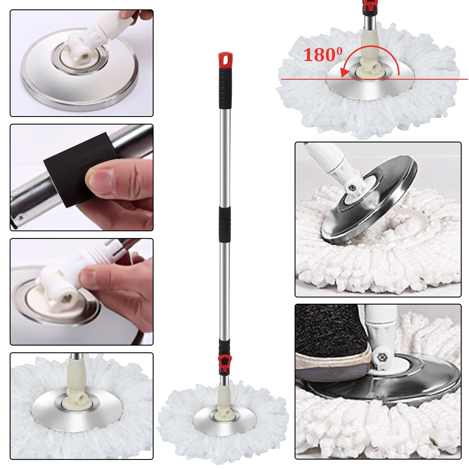 Clanmacy Wischmopp Bodenwischer Komplett Set Turbo Wischmop Mit 3 Mikrofasermatte