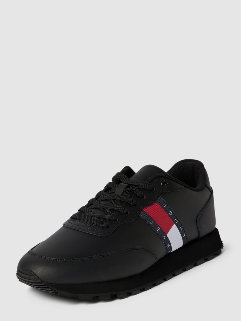 Sneaker mit Label-Details Modell 'TOMMY JEANS LEATHER RUNNE' in schwarz