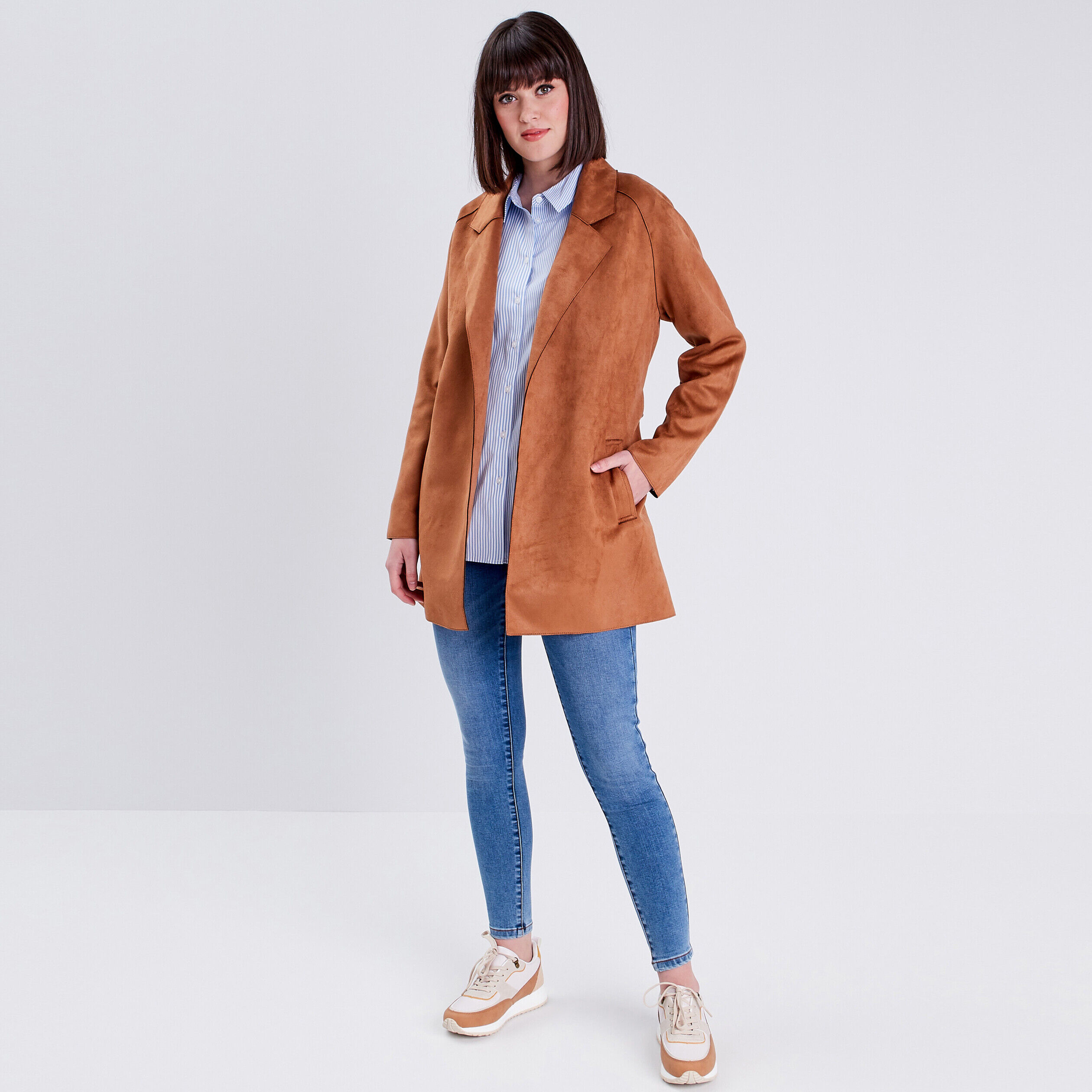 Trench droit ceinturé camel femme | Cache Cache