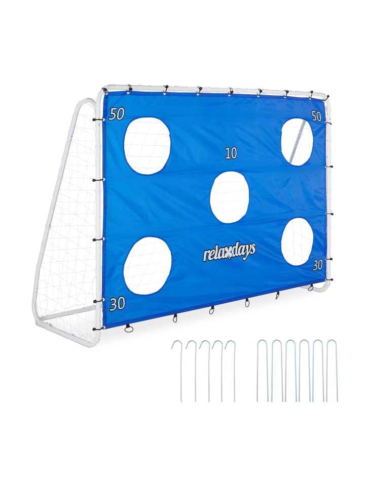 relaxdays Fußballtor in Weiß/ Blau - (B)235 x (H)170 x (T)85 cm günstig kaufen onesize