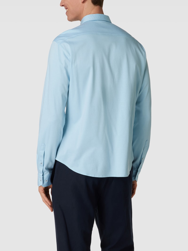 Freizeithemd mit Label-Stitching Modell 'BIADO' in hellblau