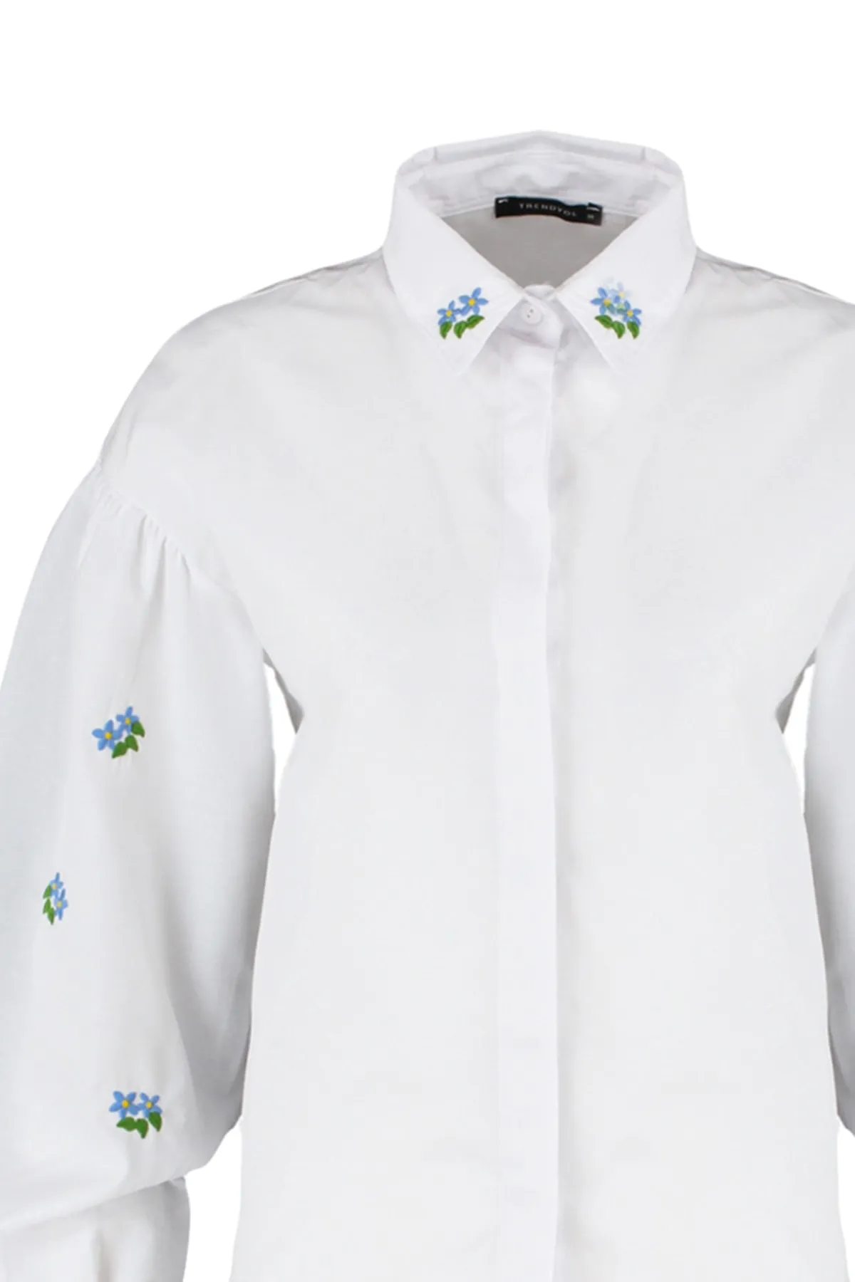 Trendyol Collection  Baumwollhemd in Ecru, Stickereidetail, Regular Fit, TWOAW23GO00081