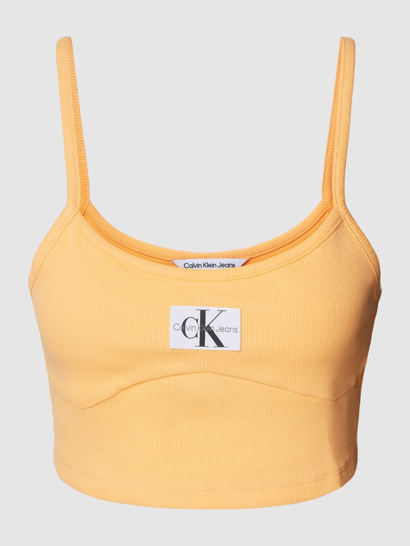 Bralette-Top mit Label-Patch in orange