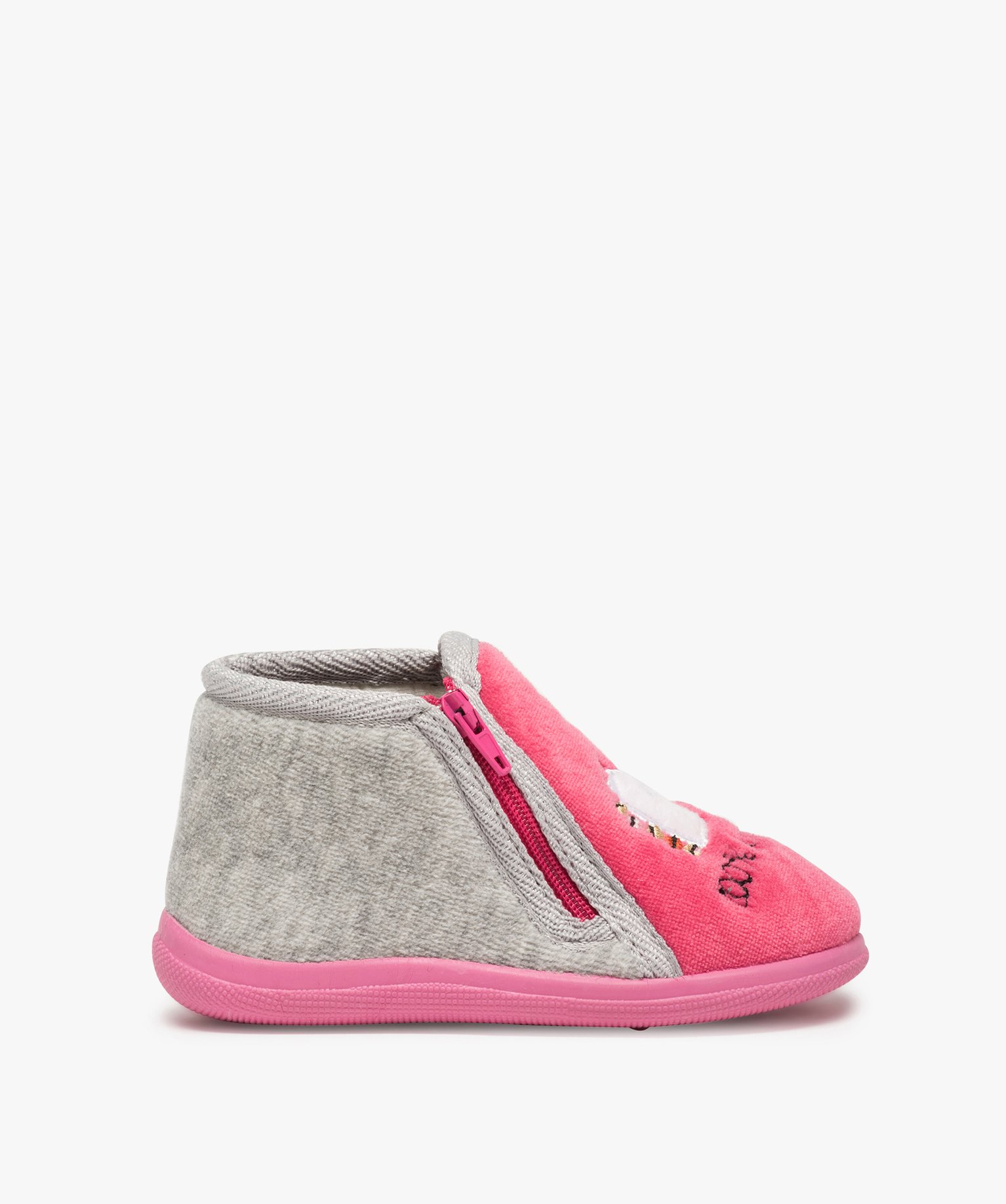 Chaussons bébé fille zippés avec licorne brodée – Mieux gris | GEMO