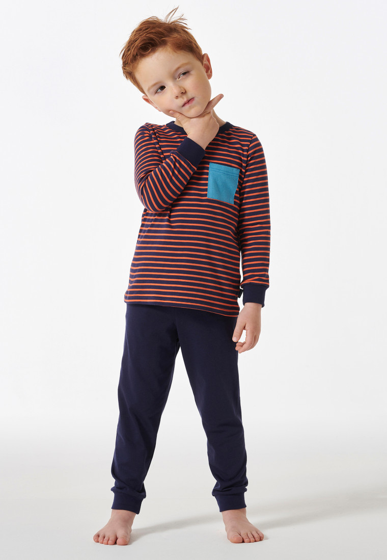 Schlafanzug lang Ringel dunkelblau - Boys World