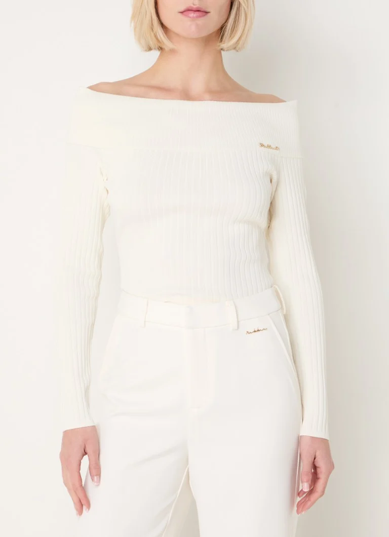 NIKKIE Haledon ribbed knit top with logo