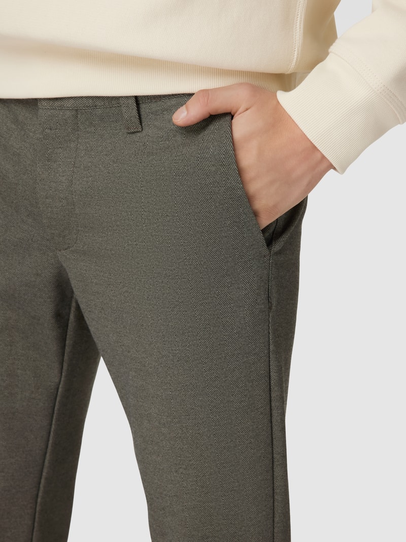 Tapered Fit Stoffhose mit feinem Allover-Muster Modell 'Mark' in hellbraun