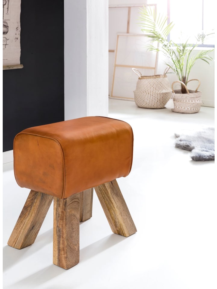 KADIMA DESIGN Retro Sitzhocker, Holzbeine, belastbar bis 120 kg, Landhaus-Optik günstig kaufen onesize