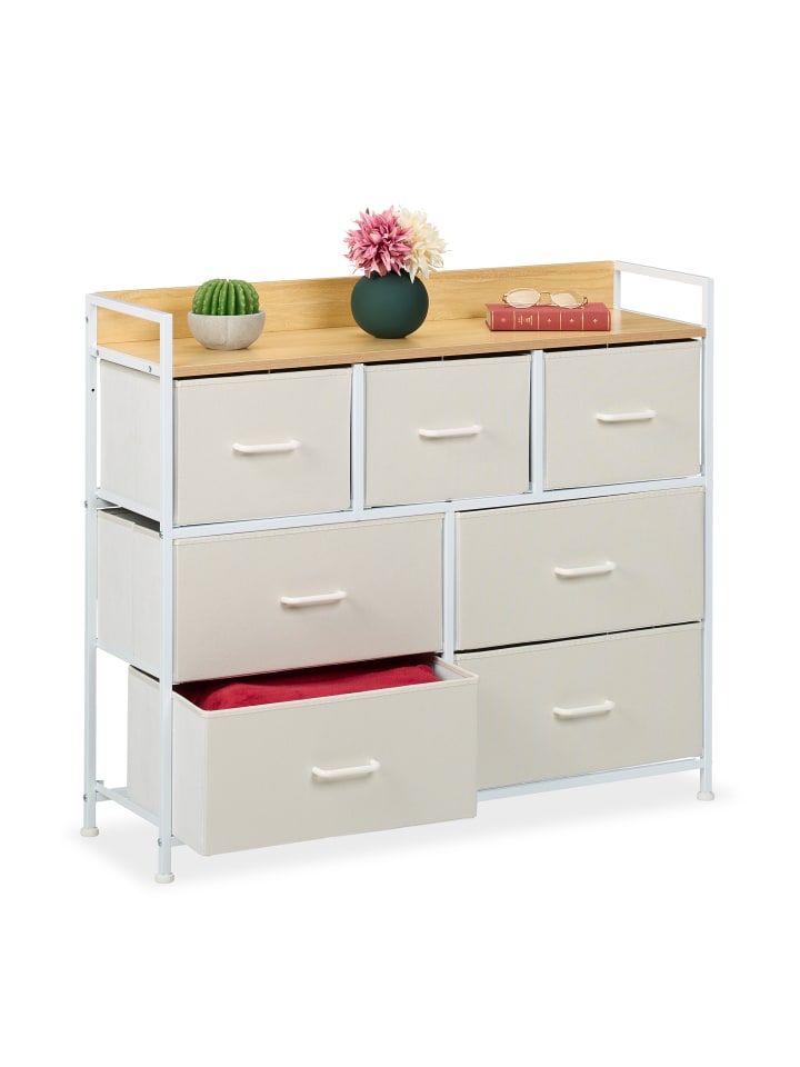 relaxdays Kommode in Beige/ Weiß - (B)100 x (H)85 x (T)30,5 cm günstig kaufen onesize