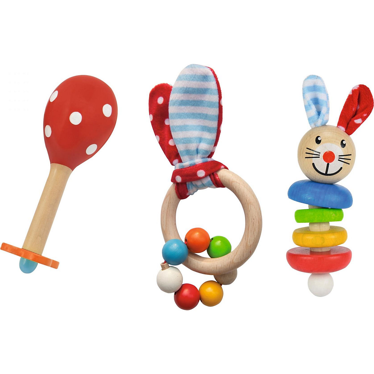 Baby-Geschenke-Set, 3-tlg. - Maraca & Greiflinge