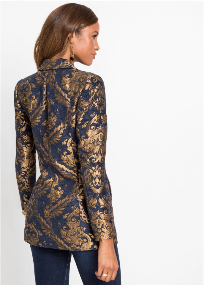 Kurz-Mantel, Gold-Jacquard