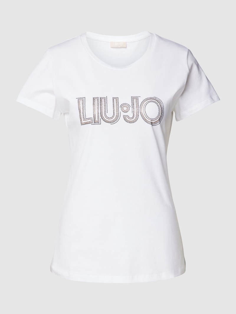 T-Shirt mit Ziersteinbesatz in weiss