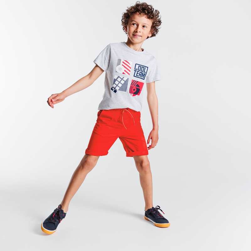 Bermuda slim en toile unie rouge garçon