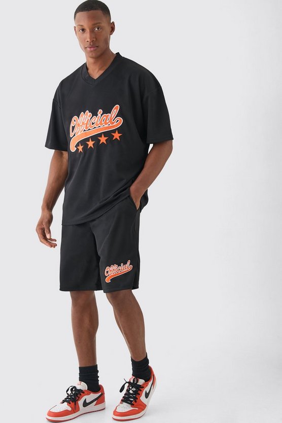Oversize Official Mesh-Oberteil und Basketball-Shorts