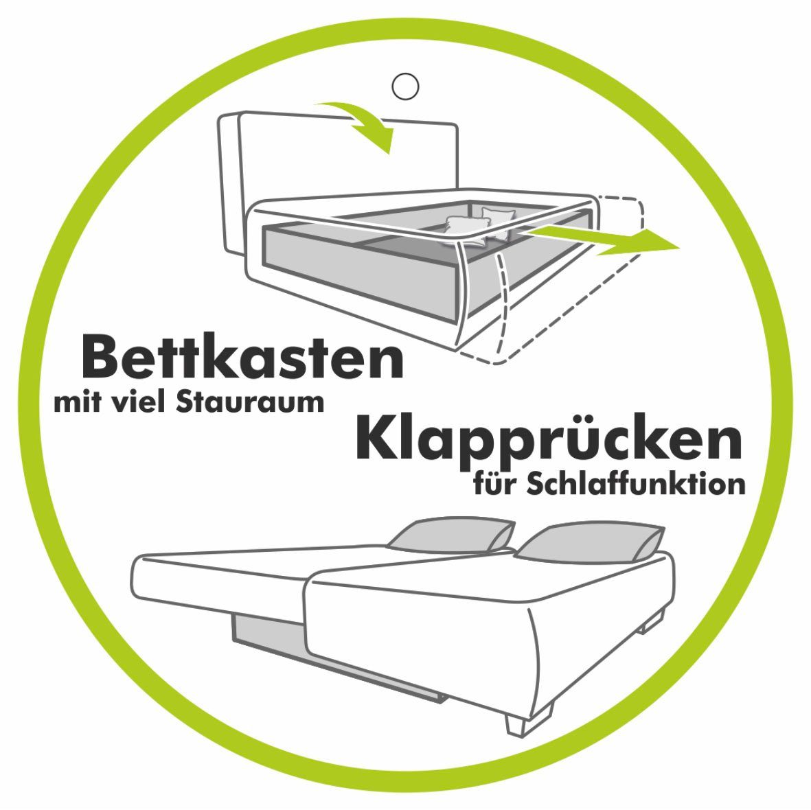 Jockenhöfer Gruppe Schlafsofa Yann, inklusive Bettfunktion, Stauraum/Bettkasten, verstellbare Armlehnen