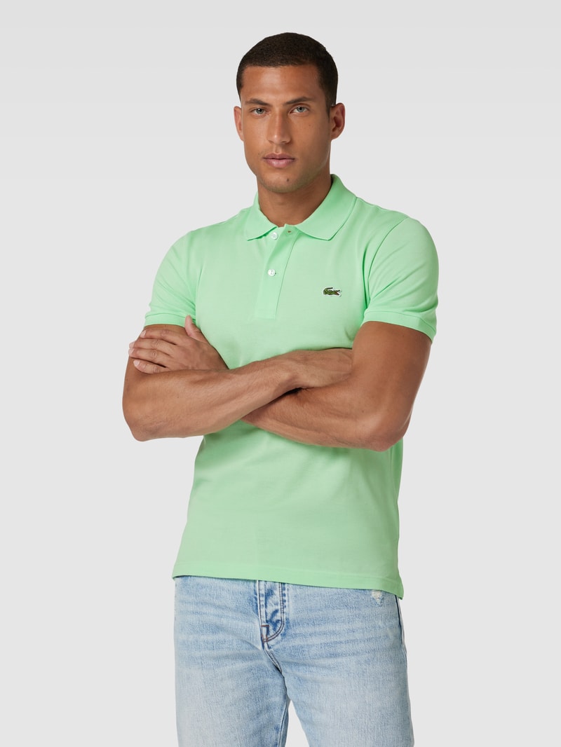 Poloshirt mit Logo-Stitching in lindgrün
