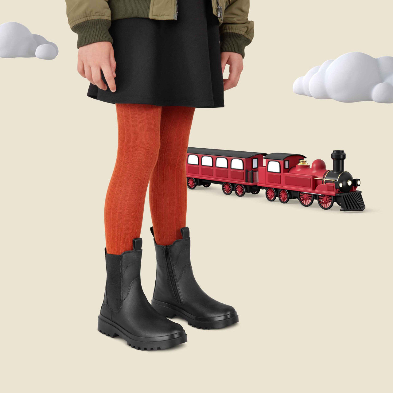 ABBY - Schwarz Boots mit Reißverschluss