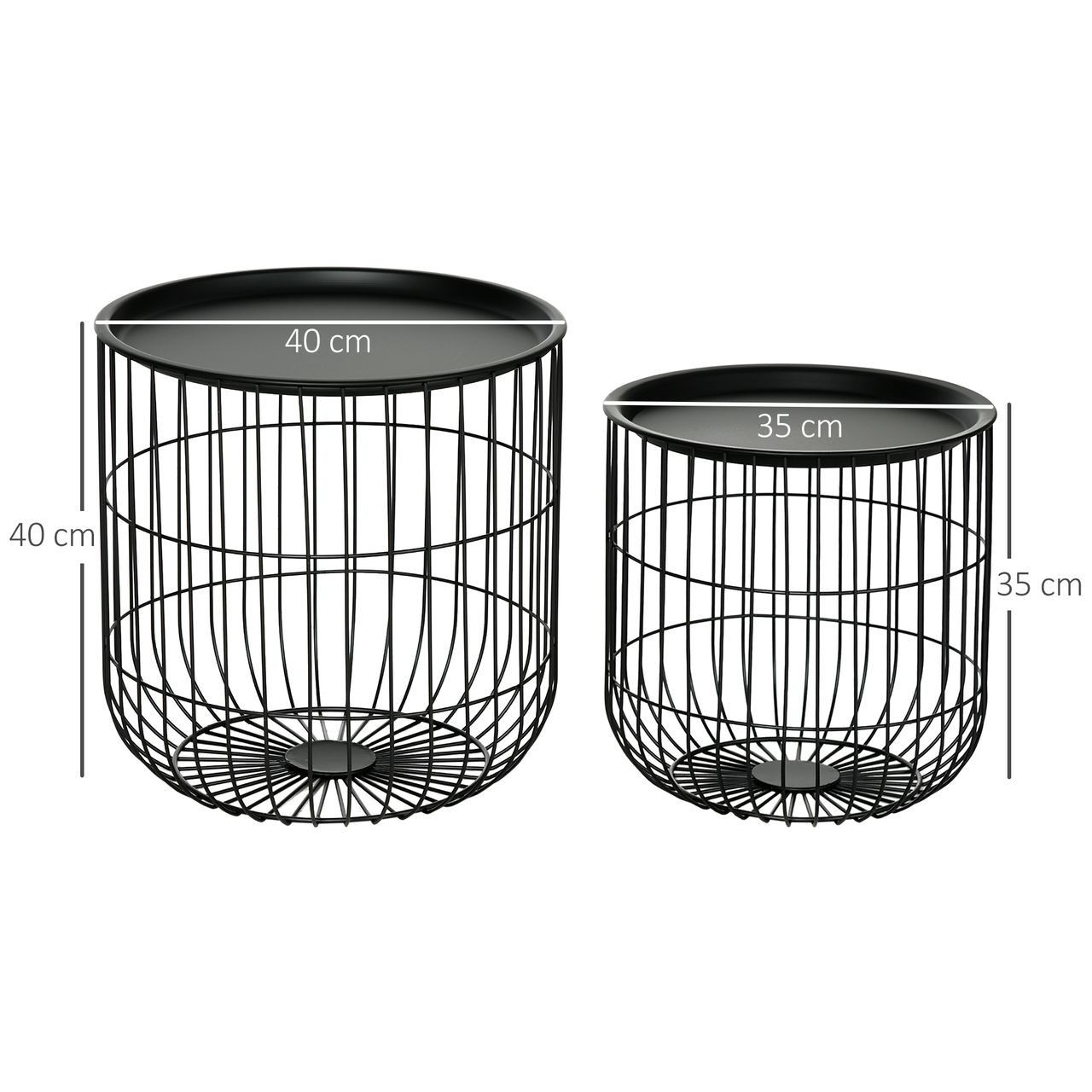 HOMCOM 2er-Set Couchtisch Beistelltisch im Skandidesign Kaffeetisch mit Stauraum