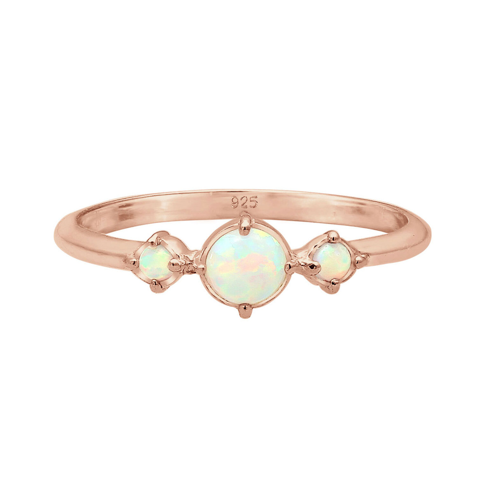 Elli Elli Bague Femmes Bande Géo Vintage Tendance avec Opale Synthétique en Argent Ste Bague