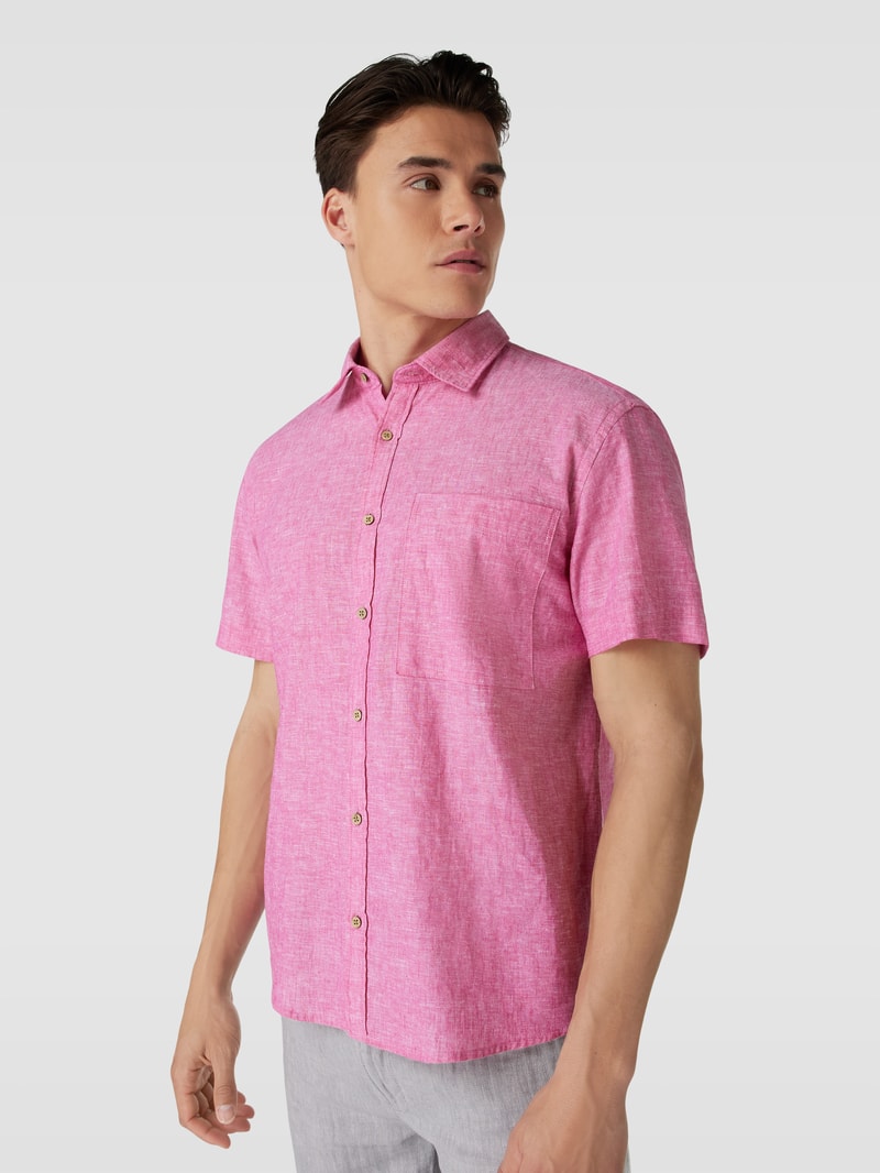 Freizeithemd aus Baumwolle mit Brusttasche in pink