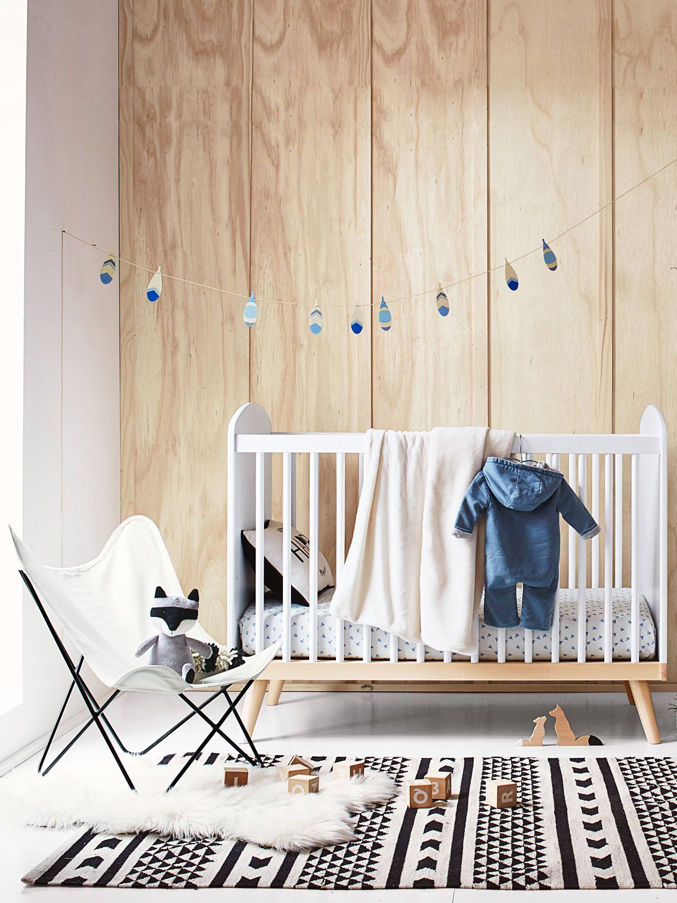 Vertbaudet Babybett KONFETTI mit höhenverstellbarem Lattenrost - weiß/natur