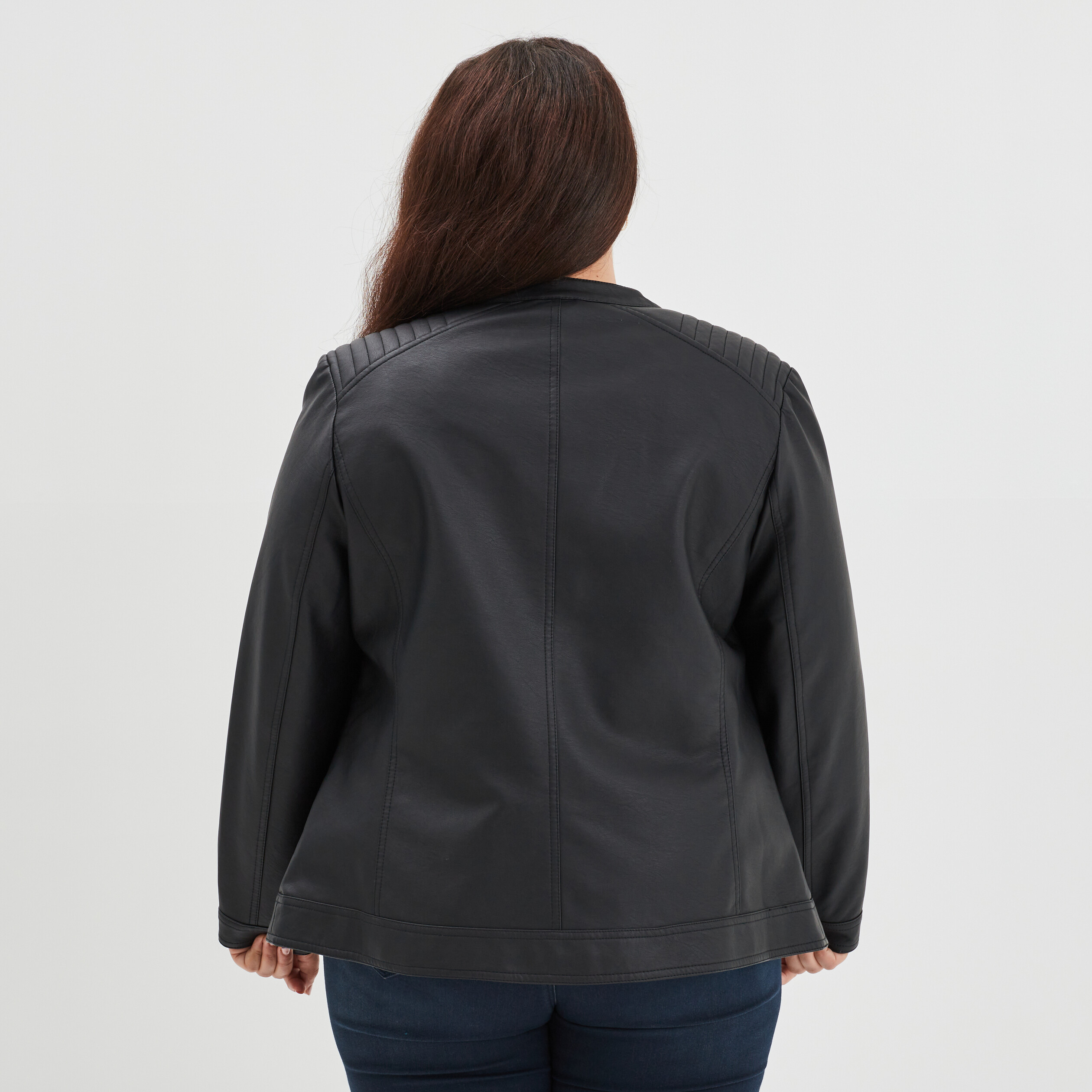 Veste biker simili cuir noir femme grande taille | La Halle
