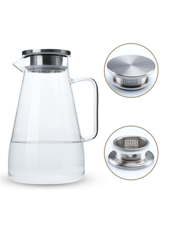 Intirilife Karaffe mit Deckel in TRANSPARENT günstig kaufen 1,8 L