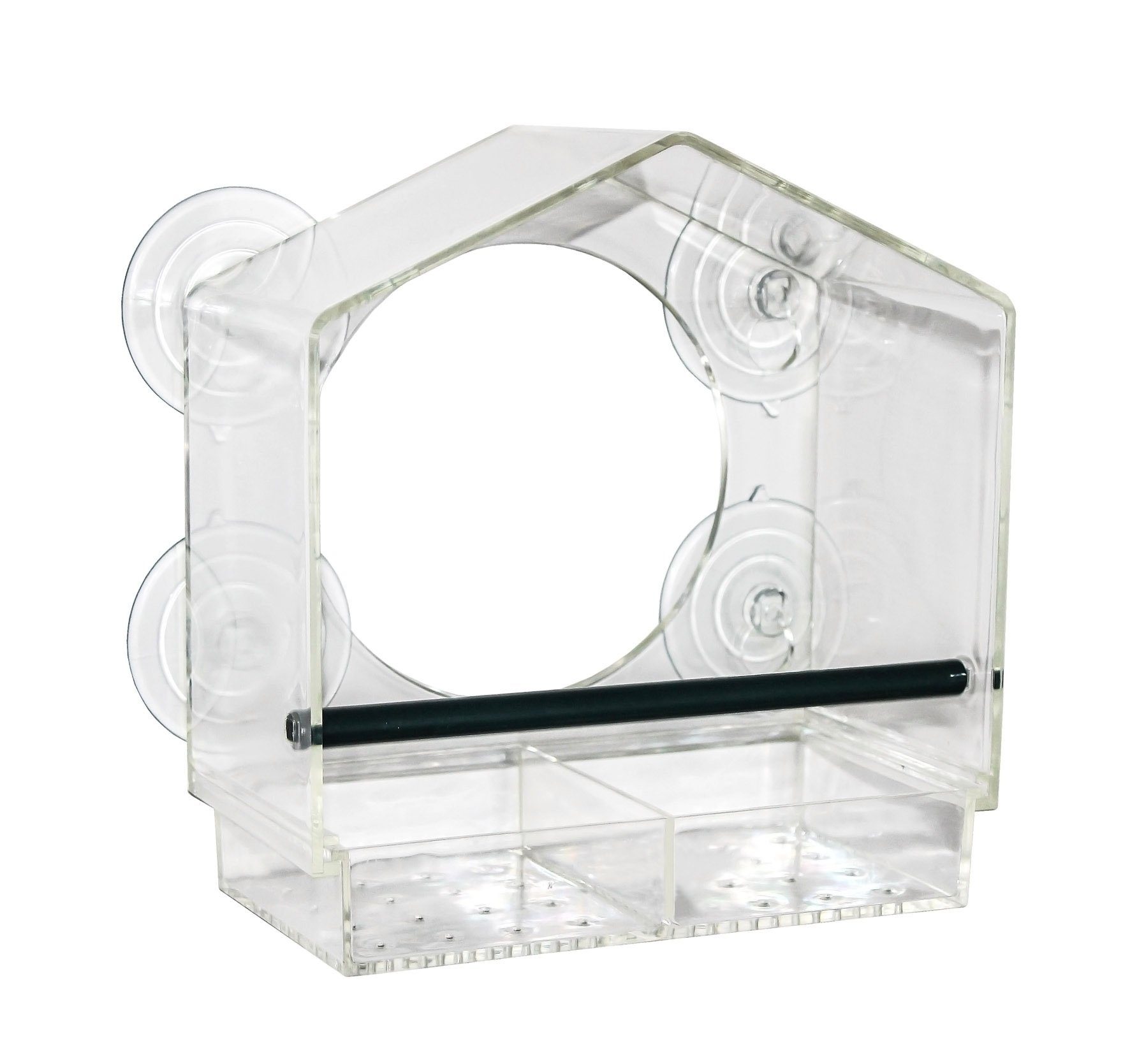 Spetebo Vogelhaus Fenster Futterhäuschen für Vögel - 20 x 18 cm, Transparentes Vogelhäuschen mit Saugnäpfen und Sitzstange
