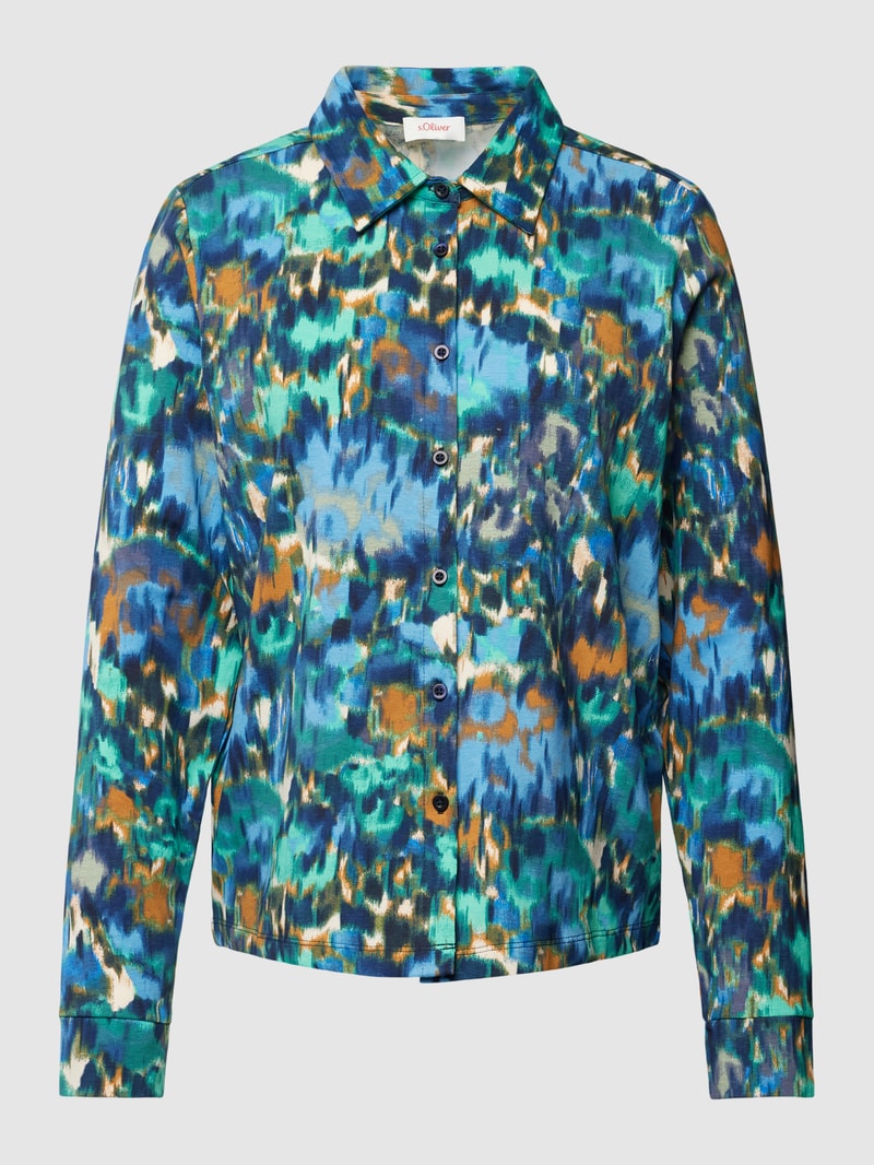 Hemdbluse mit Allover-Muster in petrol
