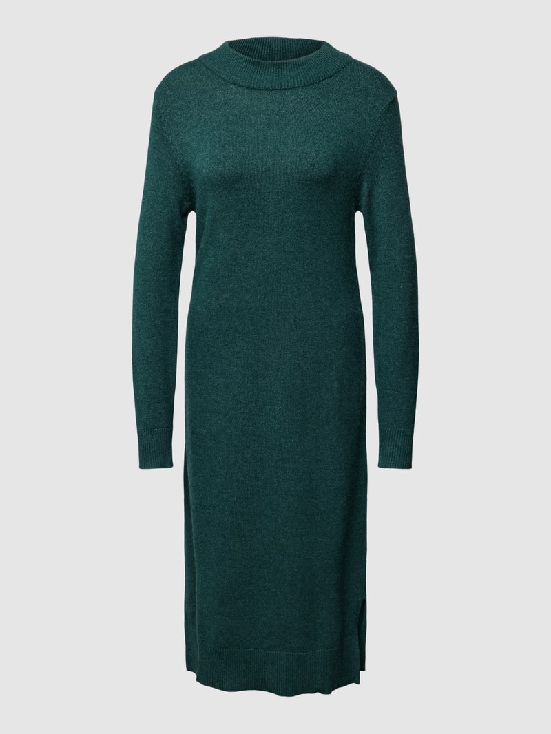 Knielanges Strickkleid mit Seitenschlitzen Modell 'Viril' in dunkelgrün