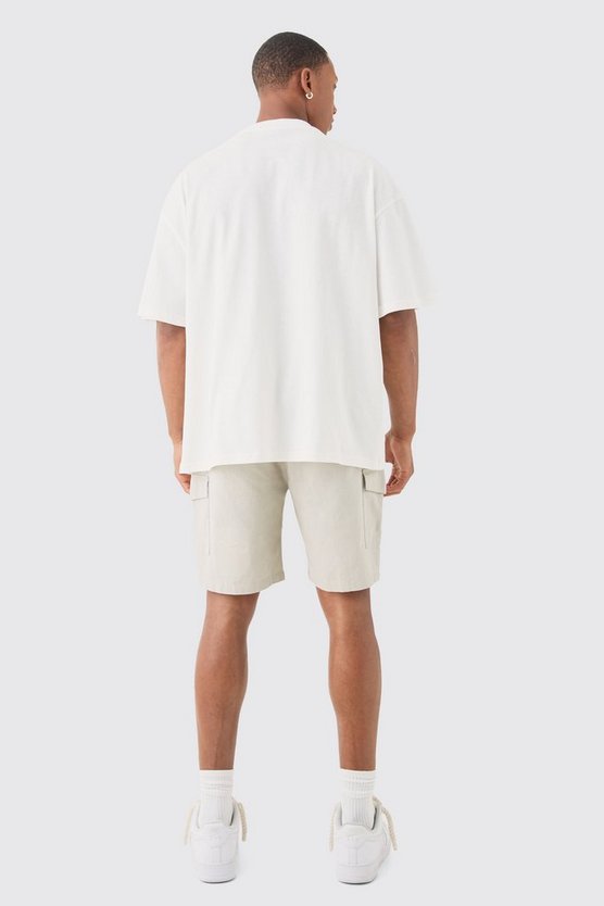 Leinen Cargo-Shorts mit elastischem Bund
