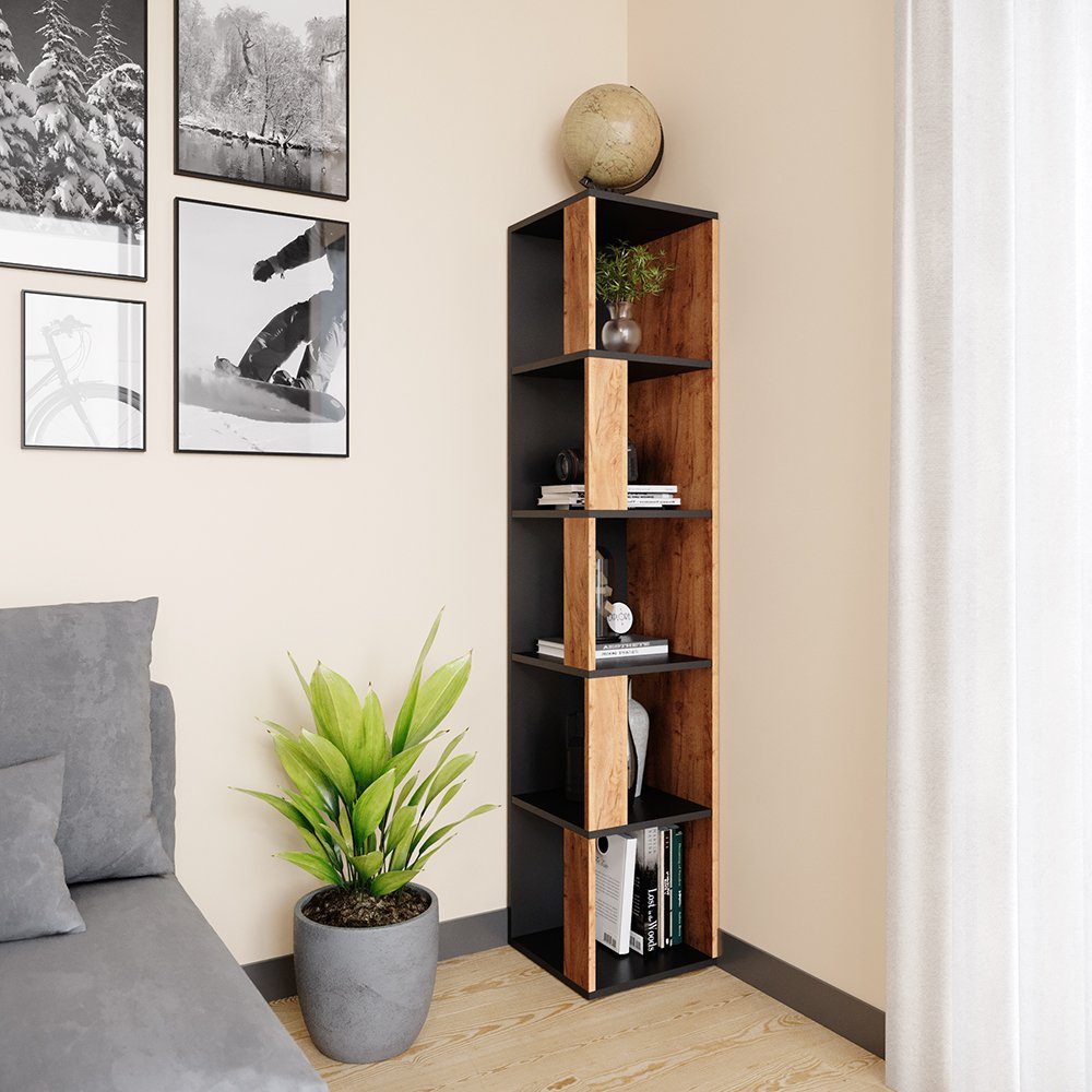 Vicco Eckregal Bücherregal Wandregal LIO Anthrazit / Goldkraft