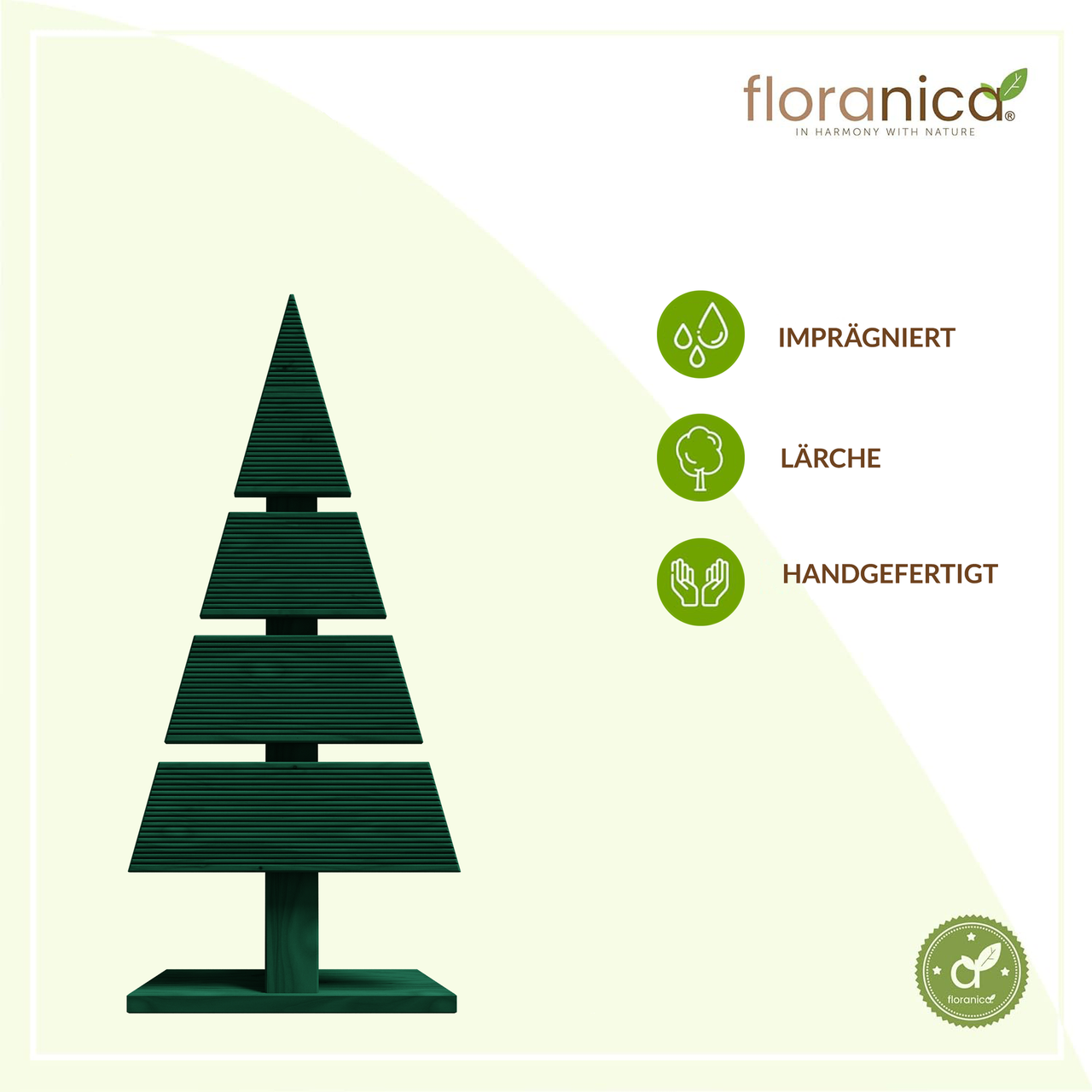Pemicont Floranica Holz-Weihnachtsbaum DIY Dekobaum Tanne 60x27cm Weihnachtsdekoration Grün