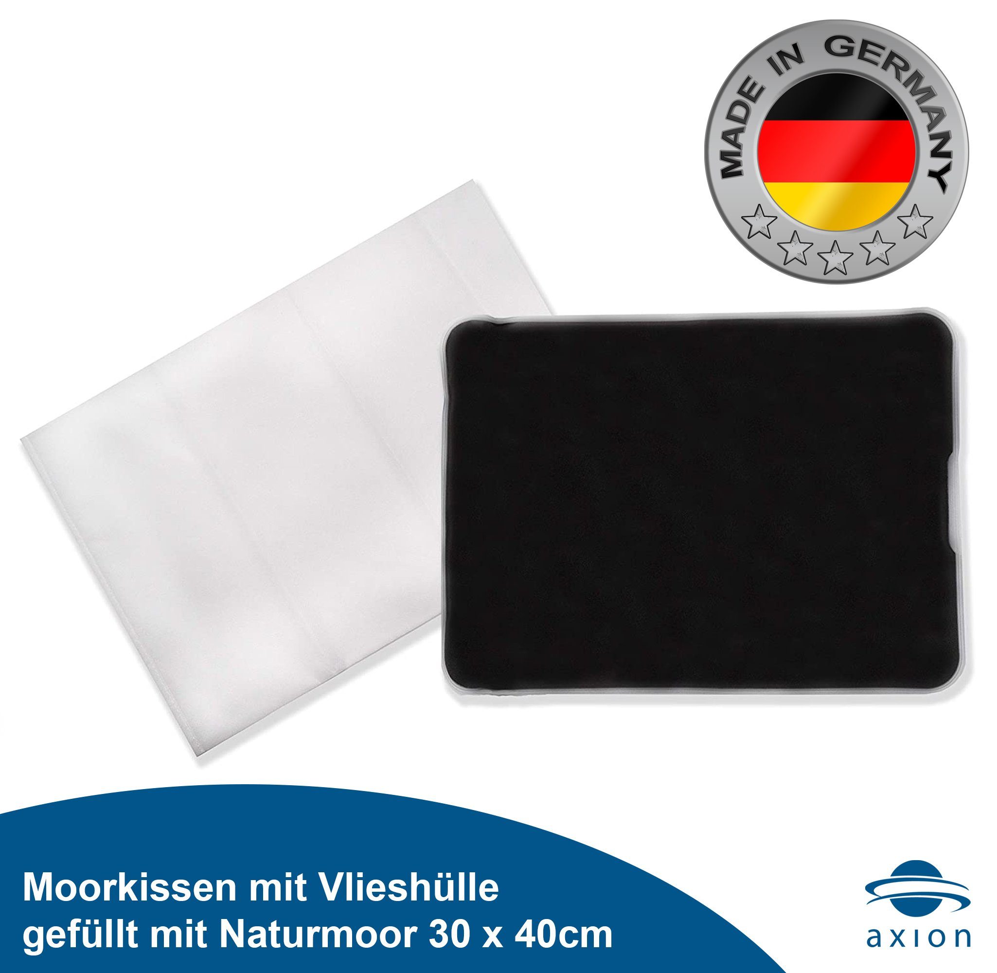 Axion Moor-Kissen Moorkompresse mit Naturmoor-Füllung und Vlieshülle 30 x 40 cm, Moorkissen geeignet für Mikrowelle und Wasserbad, Made in Germany