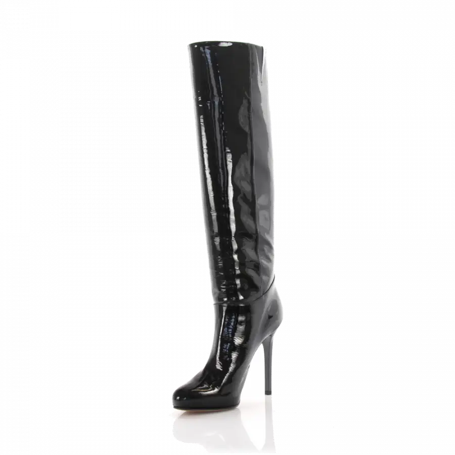 Jimmy Choo - Stiefel Kalbsleder Lackleder schwarz - schwarz