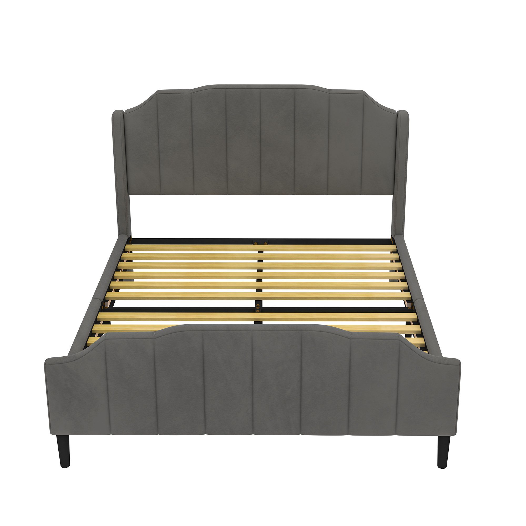 Flieks Polsterbett, Doppelbett Kinderbett mit Lattenrost Samt 140x200cm